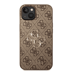 Guess GUHCP15S4GMGBR silikonski ovitek za iPhone 15 Plus - rjav z zlatim logom