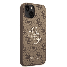 Guess GUHCP15S4GMGBR silikonski ovitek za iPhone 15 Plus - rjav z zlatim logom