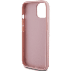 Guess GUHCP15SHG4SGP silikonski ovitek za iPhone 15 - roza z bleščicami in zlatim logom