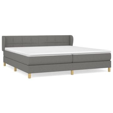 Vidaxl Box spring postelja z vzmetnico temno siva 200x200 cm blago