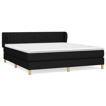 Vidaxl Box spring postelja z vzmetnico črna 160x200 cm blago