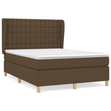 Vidaxl Box spring postelja z vzmetnico temno rjav 140x190 cm blago