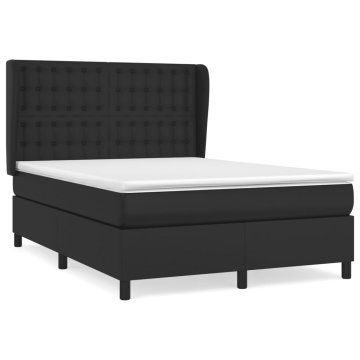 Vidaxl Box spring postelja z vzmetnico črn 140x190 cm umetno usnje