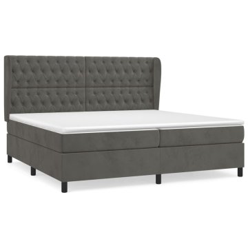 Vidaxl Box spring postelja z vzmetnico temno siva 200x200 cm žamet