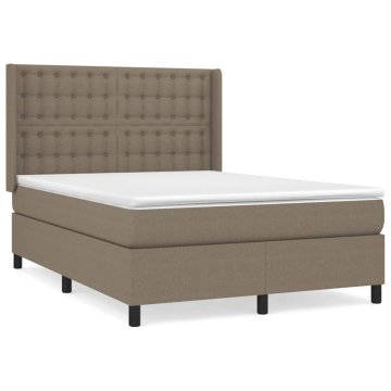 Vidaxl Box spring postelja z vzmetnico taupe 140x200 cm blago