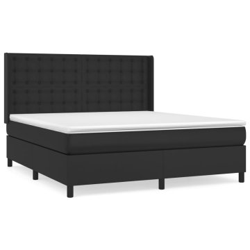 Vidaxl Box spring postelja z vzmetnico črn 160x200 cm umetno usnje