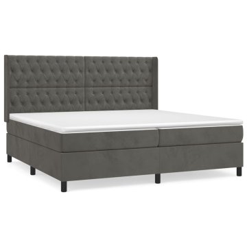 Vidaxl Box spring postelja z vzmetnico temno siva 200x200 cm žamet