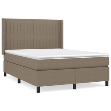 Vidaxl Box spring postelja z vzmetnico taupe 140x190 cm blago