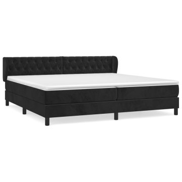 Vidaxl Box spring postelja z vzmetnico črna 200x200 cm žamet