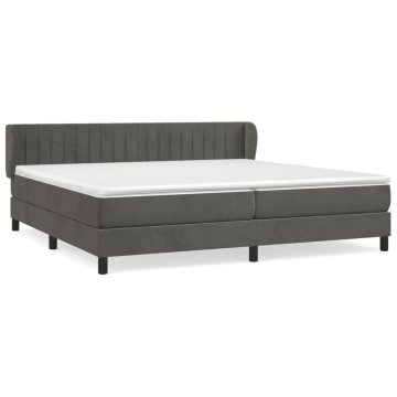 Vidaxl Box spring postelja z vzmetnico temno siva 200x200 cm žamet