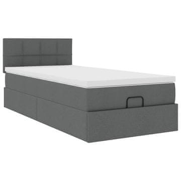 Vidaxl Otomanski posteljni okvir z vzmetnico siv 100x200 cm blago