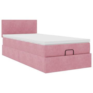 Vidaxl Otomanski posteljni okvir z vzmetnico roza 90x200 cm žamet