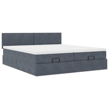 Vidaxl Otomanski posteljni okvir z vzmetnicami siv 200x200cm žamet