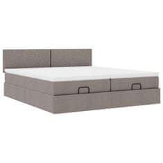 Vidaxl Otomanski posteljni okvir z vzmetnicami taupe 180x200 cm blago