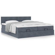 Vidaxl Otomanski posteljni okvir z vzmetnicami siv 200x200cm žamet