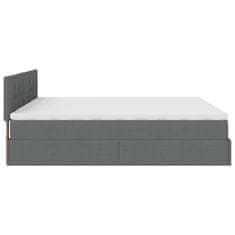 Vidaxl Otomanski posteljni okvir z vzmetnicami siv 180x200 cm blago
