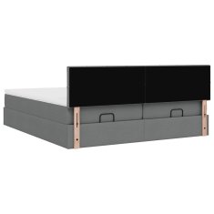 Vidaxl Otomanski posteljni okvir z vzmetnicami siv 200x200 cm blago