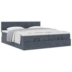 Vidaxl Otomanski posteljni okvir z vzmetnicami siv 200x200cm žamet