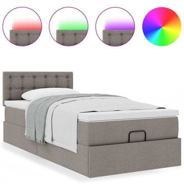 Vidaxl Otomanski posteljni okvir z vzmetnico taupe 90x190 cm blago