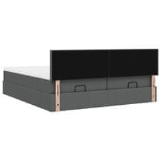 Vidaxl Otomanski posteljni okvir z vzmetnicami siv 180x200 cm blago