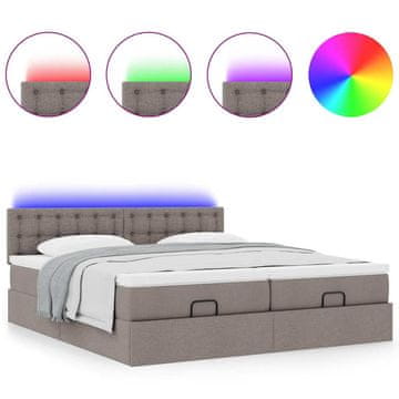 Vidaxl Otomanski posteljni okvir z vzmetnicami taupe 200x200 cm blago