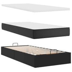 Vidaxl Otomanski posteljni okvir z vzmetnicami črn 200x200cm um. usnje
