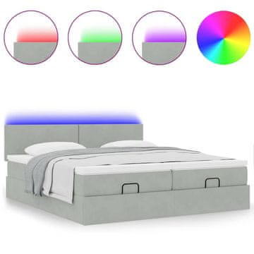 Vidaxl Otomanski posteljni okvir z vzmetnicami siv 180x200cm žamet