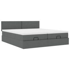 Vidaxl Otomanski posteljni okvir z vzmetnicami siv 180x200 cm blago