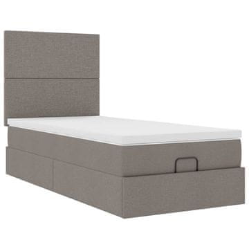 Vidaxl Otomanski posteljni okvir z vzmetnico taupe 90x190 cm blago