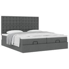 Vidaxl Otomanski posteljni okvir z vzmetnicami siv 200x200 cm blago