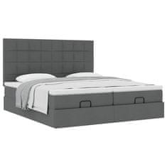 Vidaxl Otomanski posteljni okvir z vzmetnicami siv 180x200 cm blago
