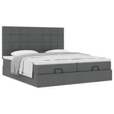 Vidaxl Otomanski posteljni okvir z vzmetnicami siv 200x200 cm blago