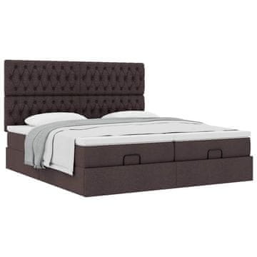 Vidaxl Otomanski posteljni okvir z vzmetnicami rjav 180x200 cm blago