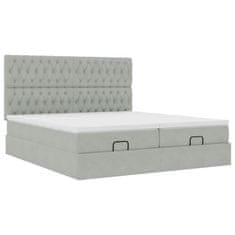 Vidaxl Otomanski posteljni okvir z vzmetnicami siv 180x200cm žamet