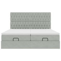 Vidaxl Otomanski posteljni okvir z vzmetnicami siv 200x200cm žamet