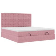 Vidaxl Otomanski posteljni okvir z vzmetnicami roza 200x200cm žamet