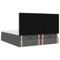 Vidaxl Otomanski posteljni okvir z vzmetnicami siv 200x200 cm blago