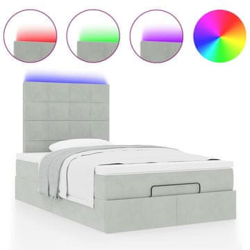 Vidaxl Otomanski posteljni okvir z vzmetnicami siv 120x190cm žamet