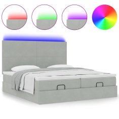Vidaxl Otomanski posteljni okvir z vzmetnicami siv 180x200cm žamet