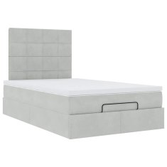 Vidaxl Otomanski posteljni okvir z vzmetnicami siv 120x200cm žamet