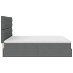 Vidaxl Otomanski posteljni okvir z vzmetnicami siv 200x200 cm blago