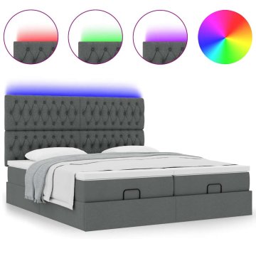 Vidaxl Otomanski posteljni okvir z vzmetnicami siv 180x200 cm blago