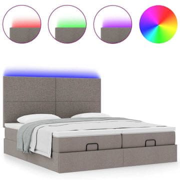 Vidaxl Otomanski posteljni okvir z vzmetnicami taupe 200x200 cm blago