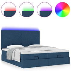 Vidaxl Otomanski posteljni okvir z vzmetnicami moder 200x200 cm blago