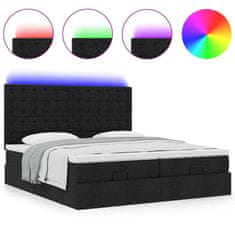 Vidaxl Otomanski posteljni okvir z vzmetnicami črn 180x200 cm blago