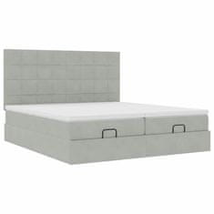 Vidaxl Otomanski posteljni okvir z vzmetnicami siv 200x200cm žamet