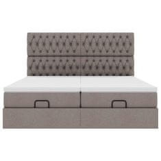 Vidaxl Otomanski posteljni okvir z vzmetnicami taupe 200x200 cm blago