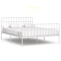 Vidaxl Posteljni okvir z letvenim dnom bel kovinski 200x200 cm