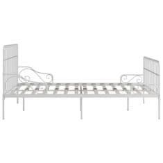 Vidaxl Posteljni okvir z letvenim dnom bel kovinski 200x200 cm