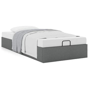 Vidaxl Otomanski posteljni okvir brez vzmetnice siv 90x190 cm blago